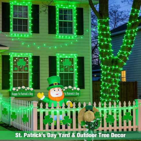 600 168Ft 8 JMEXSUSS LED Green St Patricks Day String Lights, Clear Wire Christmas Lights for Indoor Outdoor Tree Yard