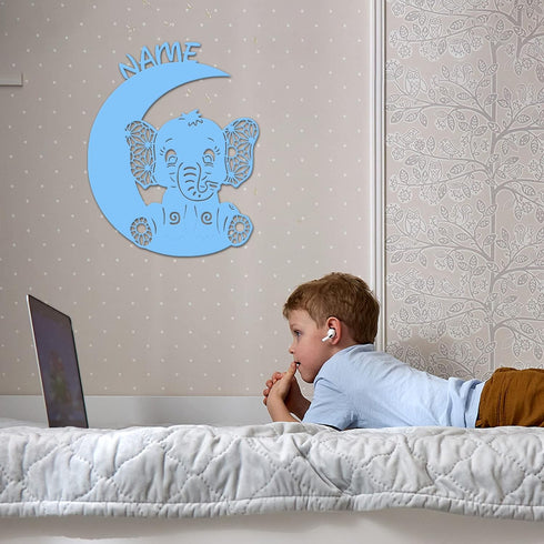 Namofactur Customizable Moonlit Elephant LED Night Light for Newborns