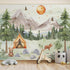 63x89.8inch 3D AM AMAONM Large Watercolor Mountain Landscape and Forest Pine Tree Wallpaper Peel and Stick Animals Wall