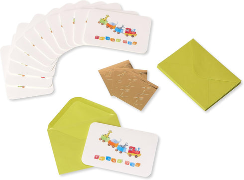 Papyrus Baby Thank You Cards with Envelopes, Toy Train Design (12-Count)