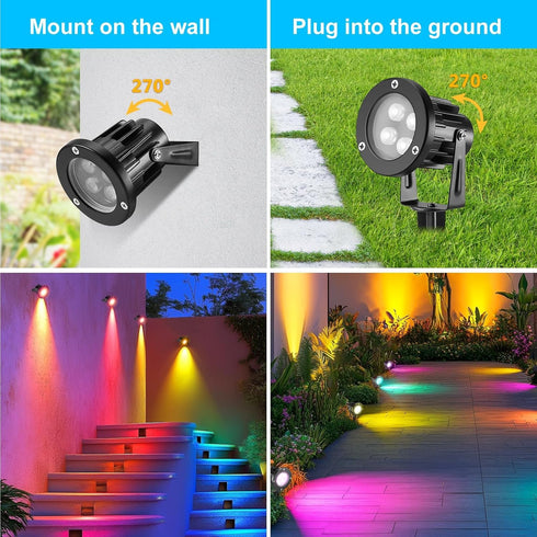 Lights,8W Control,2-in 1 85-265V (1 OurLeeme Lawn Flood Light Stake, RGB Spot Outdoor LED Flood Light Waterproof Garden