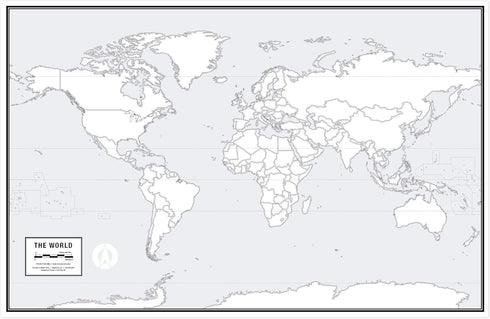Large Laminated World Outline Map Poster, 36” x 24”, Great for Classroom or Home Study, Free Dry Erase Marker
