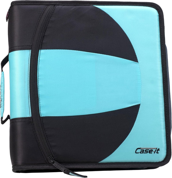 Case-it The Dual 2-in-1 Zipper Binder, 1.5 Inch D-Rings, Includes Pencil Pouch, Multiple Pockets, Spearmint Dual-101