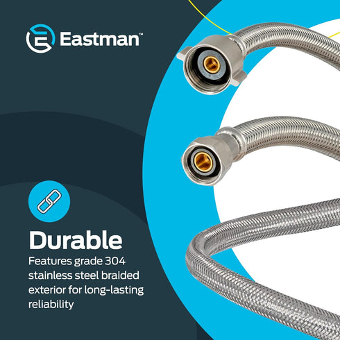 Eastman 16 Inch Flexible Toilet Connector, Stainless Steel Braided Hose for Plumbing
