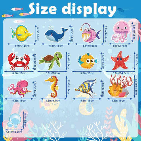 Tropical Fish Cutouts, Classroom Bulletin Board Decorations for Toddler Kids School Fishing Party Supplies