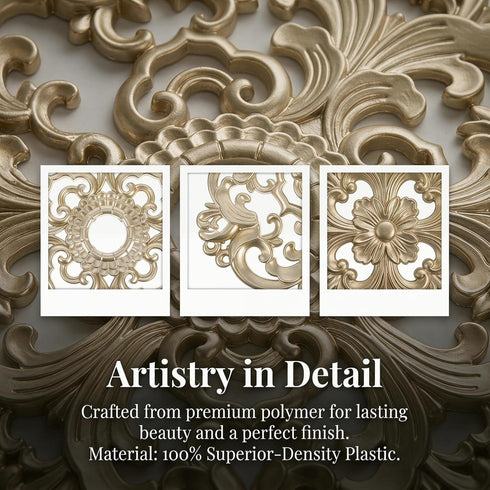 12 Inch Decorative Ceiling Medallion Round Base Ceiling Light Medallion with Artistic Floral Corner Design for Living