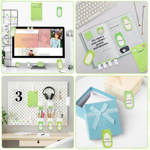 I Just Really Like Frogs Sticky Notes Set, 550 Sheets, Cute Cartoon Frogs Memo Pads, Animal Divider Tabs, Small Gift