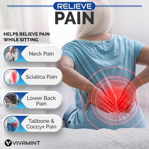 VIVAMINT Tailbone Large Gel Seat Cushion for Long Sitting, Cooling Gel Cushion for Office Chair, Sciatica Coccyx Pain