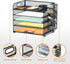 SUPEASY 5 Tier Desk Organizer, Mesh Paper/File Organizer with Handle & Removable Pen Holders for Office