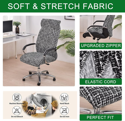 Chair,L,A32 CRFATOP Stretch Computer Office Chair Cover with Durable Zipper Universal Rotating Chair Desk Chair Cover