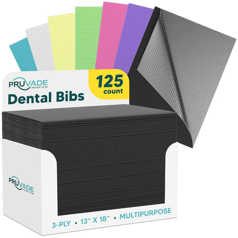 Dental Bibs - 125 Pack Adult Disposable Bibs 3-Ply for Dentist, Eating,