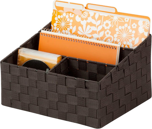Honey-Can-Do OFC-03611 Woven Mail and File Desk Organizer - Espresso Brown, 12 x 10.25 x 7"