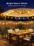 52FT 15+1 Bulbs, Dimmable 3 Brightown Solar String Lights Outdoor Waterproof, Patio Lights with Remote and LED