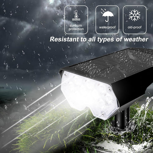 Waterproof20 2 (2 Pack,White All-New Solar Spot Lights Outdoor LEDs Solar Flag Light with Modes,Landscape Spotlights