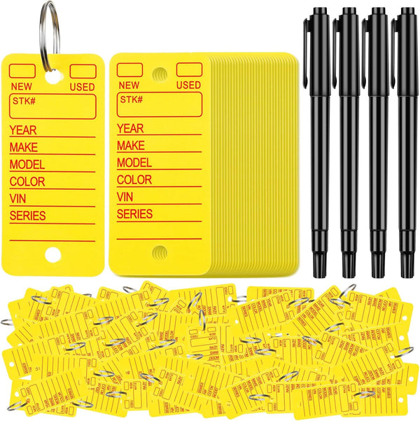 Harloon 1000 Pieces Dealership Tags - Car Key Tags with Rings and 8 Pens for Office Car Shop Supplies