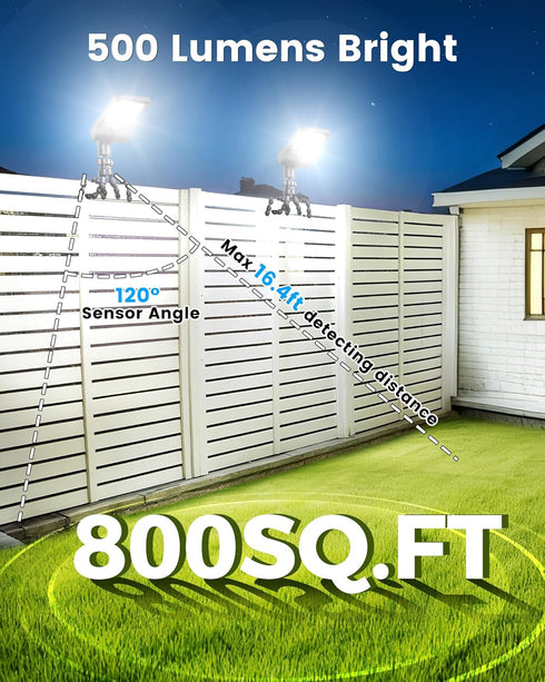 Thumok 60 3 (1) Solar Fence Lights Outdoor, LEDs Motion Sensor Security Light with Flexible Octopus Tripod, Lighting