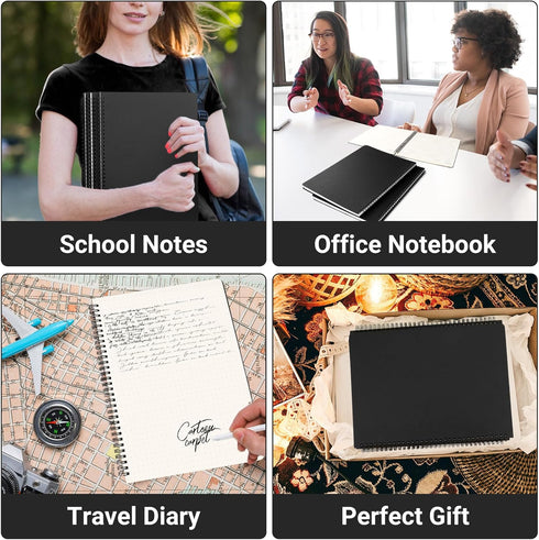 EUSOAR Large A4 Spiral Notebook, 3 Packs, 11" x 8.5", 120 Pages Dot Grid for Sketching, Math, College Office