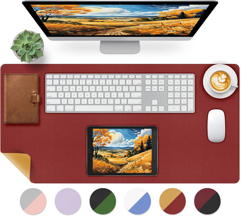 Office/Home.31.5"x 15.7" Bloss Red Leather Desk Mat Protector,Large Mouse Pad,Dual-Side Use Mouse Pads,Office Desks