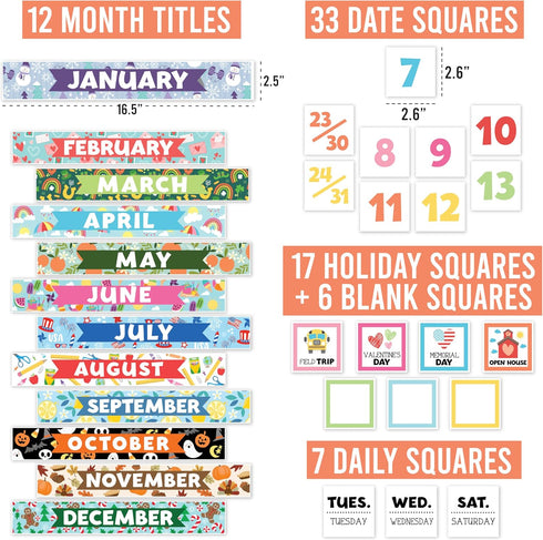 Hadley Designs Doodle Classroom Calendar Set, Bulletin Board Sets for Teachers