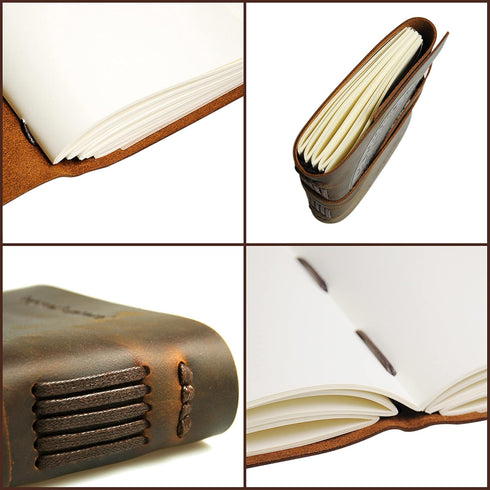 Leather Bound Journal for Men and Women, Handmade Gift Set with Nautical Compass Embossed Journal and Stylish Pen