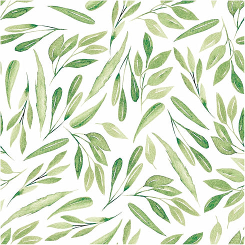 HAOKHOME 93199-2 Boho Peel and Stick Wallpaper, Green Branches Leaves, Removable Vinyl Contact Paper 17.7in x 9.8ft