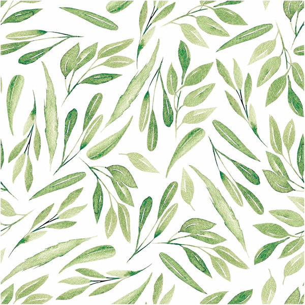 HAOKHOME 93199-2 Boho Peel and Stick Wallpaper, Green Branches Leaves, Removable Vinyl Contact Paper 17.7in x 9.8ft