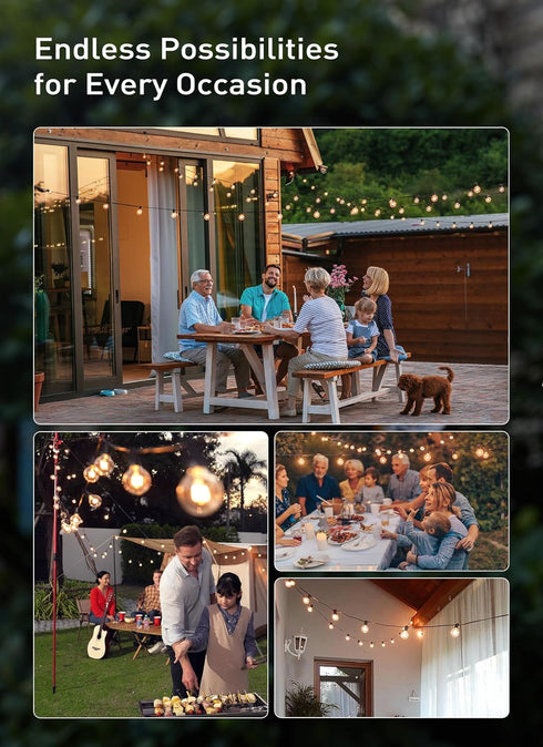 30FT G40 27 Bulbs(2 E12 Brightown Outdoor String Lights Globe Patio Lights with Edison Glass Spare), Waterproof