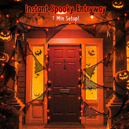 cshare 9.8ft 30LED Halloween Lights Battery Operated or USB, Creepy Cloth String Lights with Timer Waterproof Orange