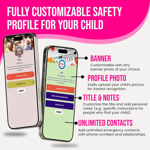 Sharewear Kids ID Bracelet Fitted NFC Safety Wristband, Slip-On Child ID Band for Emergency Contact Info, Waterproof