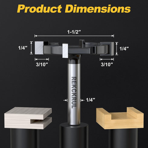 Spoilboard 1/4 Inch 1-1/2" 4-Wings, Trimming CNC Surfacing Router Bit Shank, Cutting Diameter Slab Flattening Router