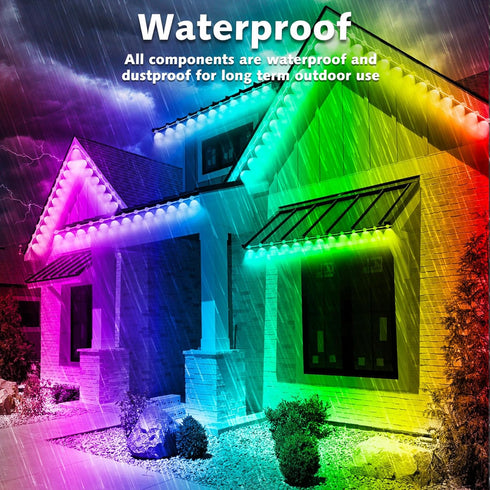 SINLEY 100FT Permanent Outdoor RGB Lights,Waterproof Smart LED Eaves Lights with App/Remote Control,for Christmas