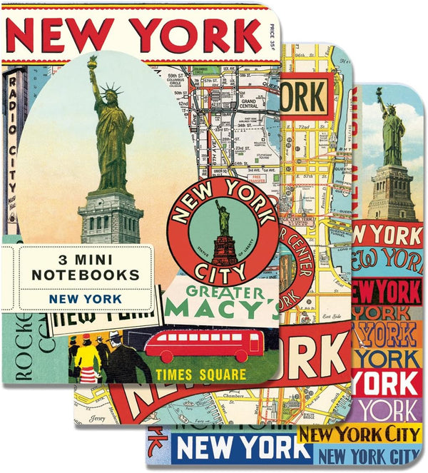 Cavallini Mini Notebooks, New York, 4 x 5, 3 Mini Notebooks