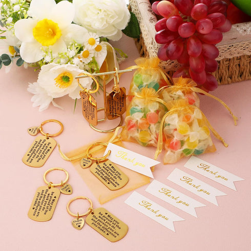 72 Yinkin Pcs Employee Appreciation Gifts Bulk Thank You Coworker Keychain Gifts with Organza Bags and Thank You