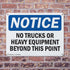 (2 Pack) OSHA Notice Sign, No Trucks Or Heavy Equipment Beyond This Point, 18 Inch X 12 Inch Aluminum