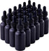 24 Pack Black Coated Boston Round Essential Oils Glass Bottles with Black Dropper Cap, 1oz