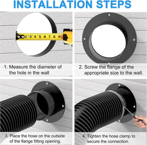 Hon&Guan 6 Inch Duct Connector Flange, Plastic Dust Collection Fittings for Heating Cooling Ventilation, Black