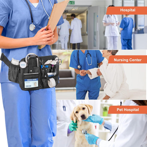 Pack Damero Nurse Fanny with Multi-Compartment, Nurse Tool Belt Utility Nurse Waist Bag with Medical Gear Pockets