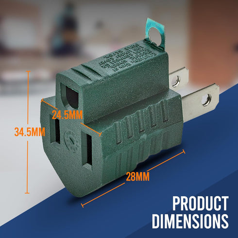3-Prong to 2-Prong Grounding Adapter Plug - 2 Piece for Wall Outlets - Converters for Outlets, Electrical, Household, Workshops, Industrial, Machinery, Appliances - UL Listed, Gray, Polarized