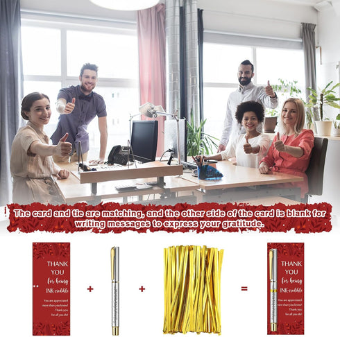 Geyoga Employee Appreciation Gifts, Inspirational Ballpoint Pens with Thank You Cards, Motivational Quote Pen Bulk (50