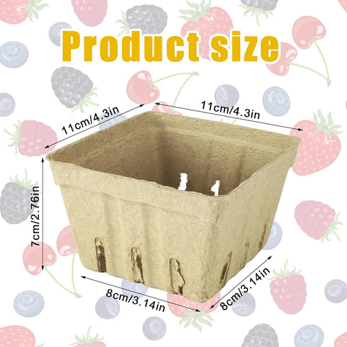 Fairooth 50 Pack Natural Pulp Fiber Berry Basket Small Strawberry Basket Molded Berry Baskets Produce Vented Container