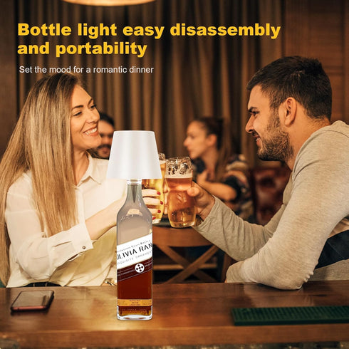 2 Pack 2025 3 Dimming Wine Bottle Lamps, New Color Rechargeable Wireless Bottle Lamps, Bottle Lamp Kit for Liquor