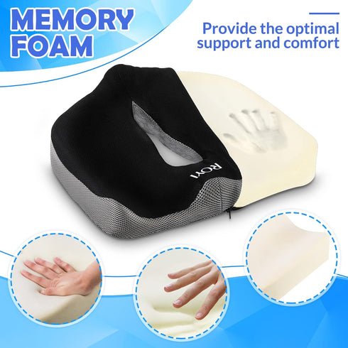 Tailbone ROYI Memory Foam Seat/Chair Cushion for Relieves Back, Sciatica Pain, Pain, Coccyx, Degenerating Disc