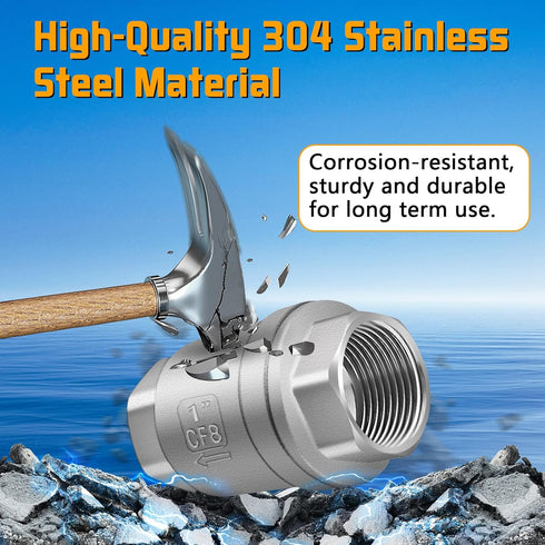 Boltigen 1 Inch Spring Check Valve, 304 Stainless Steel Non Return Horizontal Water Check Valve for Well