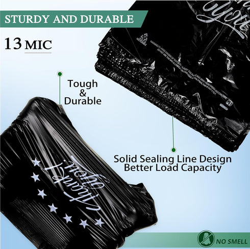 11''x6''x21'' 100PCS YoYoRain Black Thank you T shirt bag, Grocery shopping bag Reusable and Disposable Supermarket Bag