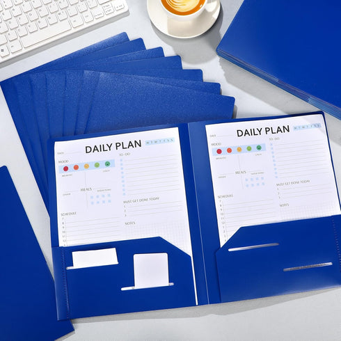 Fulmoon 48 Pack Heavy Duty Plastic Folders, 2 Pockets, Fit Letter Size Paper, Bulk for School Office Home