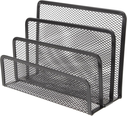 Operitacx Metal Letter Magazine Tray, Black Desk Holder with Folder Slots for Paper Document Organization