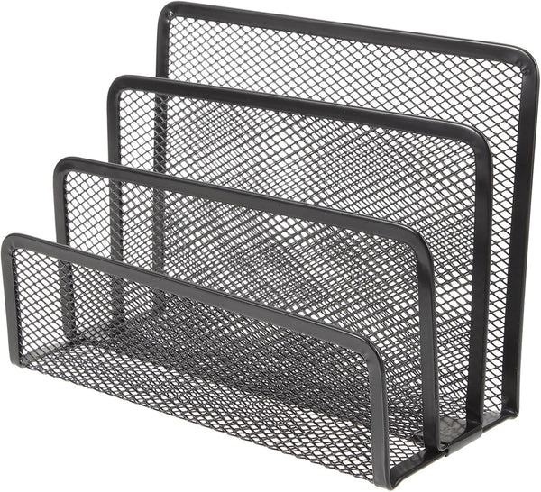 Operitacx Metal Letter Magazine Tray, Black Desk Holder with Folder Slots for Paper Document Organization