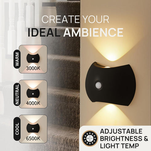 Nooksy Set 3 Battery Operated Wall Sconces of Two, Rechargeable Wireless LED Wall Lights Motion Sensor, No Drill