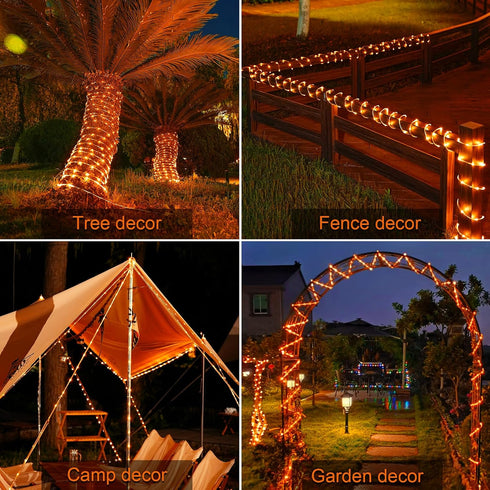 66 200 JMEXSUSS Orange Halloween Solar Lights, ft LED Rope Lights Outdoor Waterproof, PVC Tube Orange Christmas String