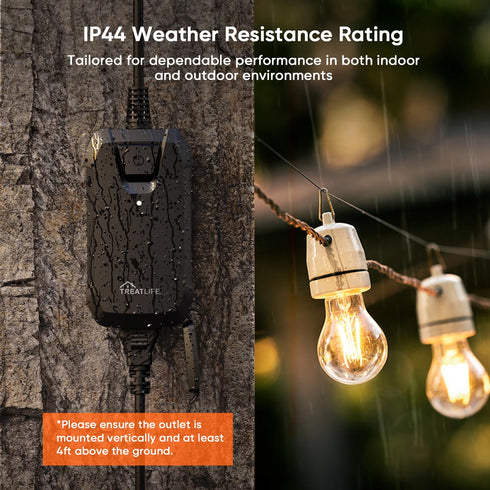 TREATLIFE Dimmer Plug with 100FT Wireless Remote Control, IP44 Weather Resistance, Outdoor Dimmer for Lights, Max Power